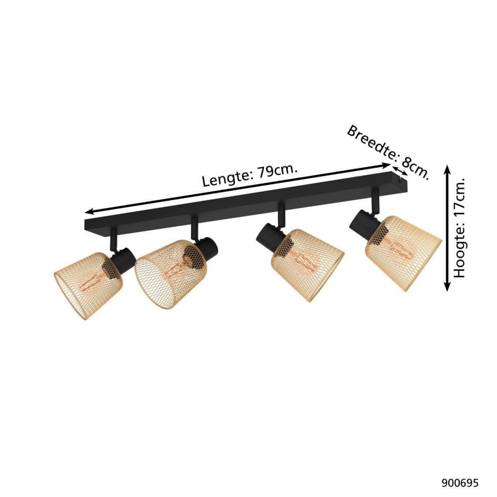 Plafondlamp Coslada 4-lichts - goud met zwart Eglo 9008606262076
