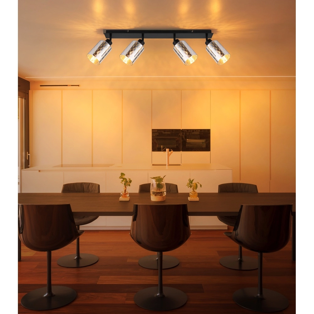 Design plafondlamp Alonso 4-lichts zwart Globo 9007371572250