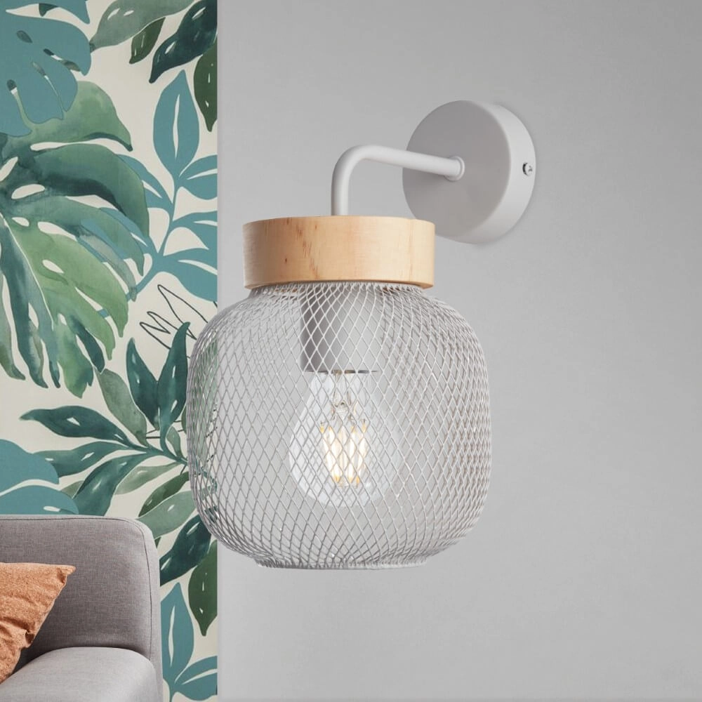 Wandlamp Giada grijs met hout Brilliant 4004353354137