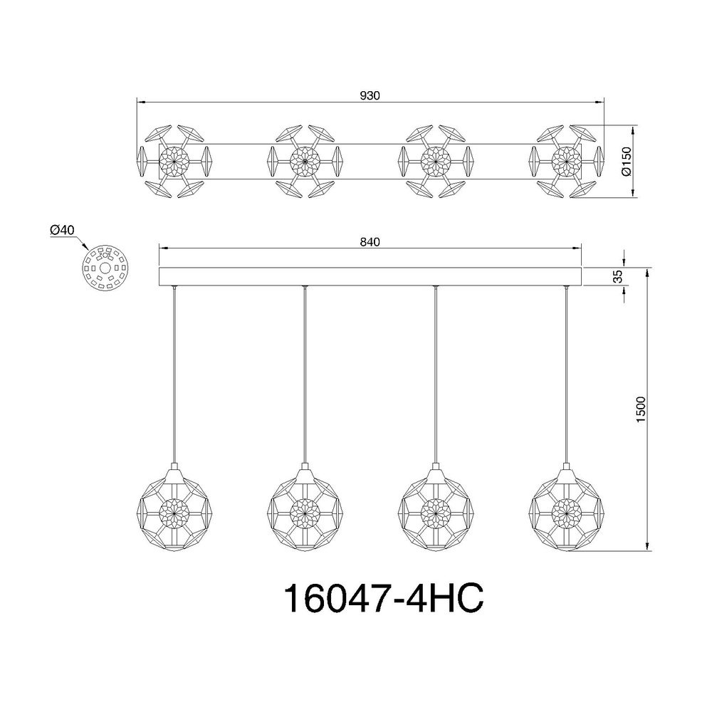 4-lichts hanglamp Virina chroom Globo 9007371481255