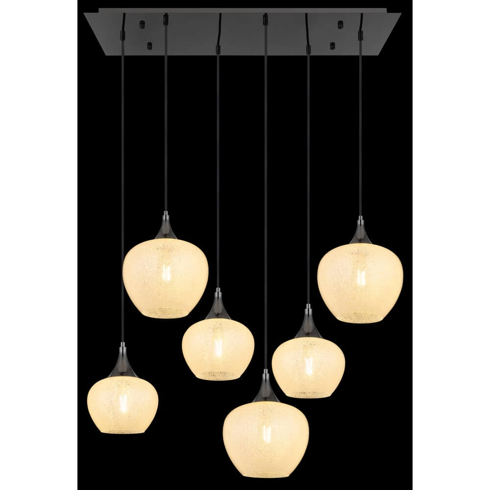 Antraciet hanglamp Maxy met wit glas 6-lichts Globo 9007371453184