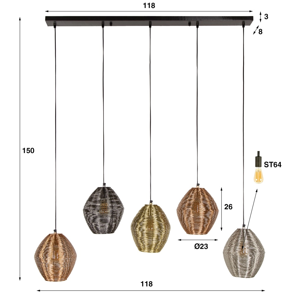 Metalen hanglamp Web 5-lichts Lyora 8716803511415