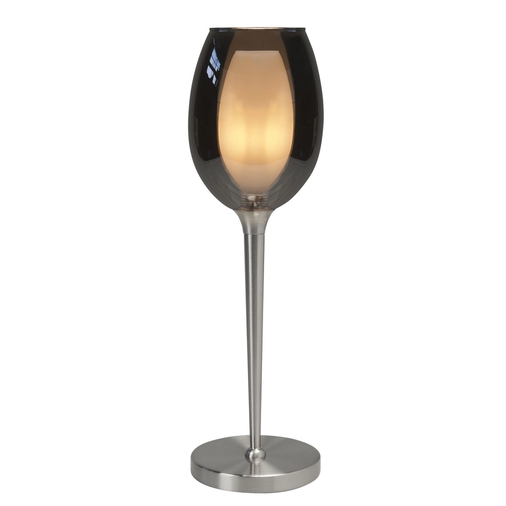 Tafellamp Belle nikkel met smoke glas