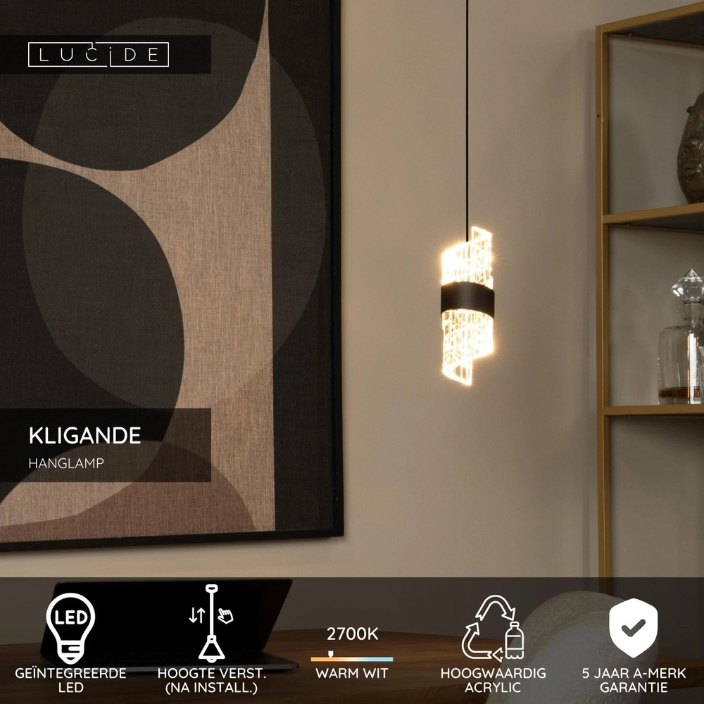 Design hanglamp Kligande zwart Ø 13cm Lucide 5411212134592