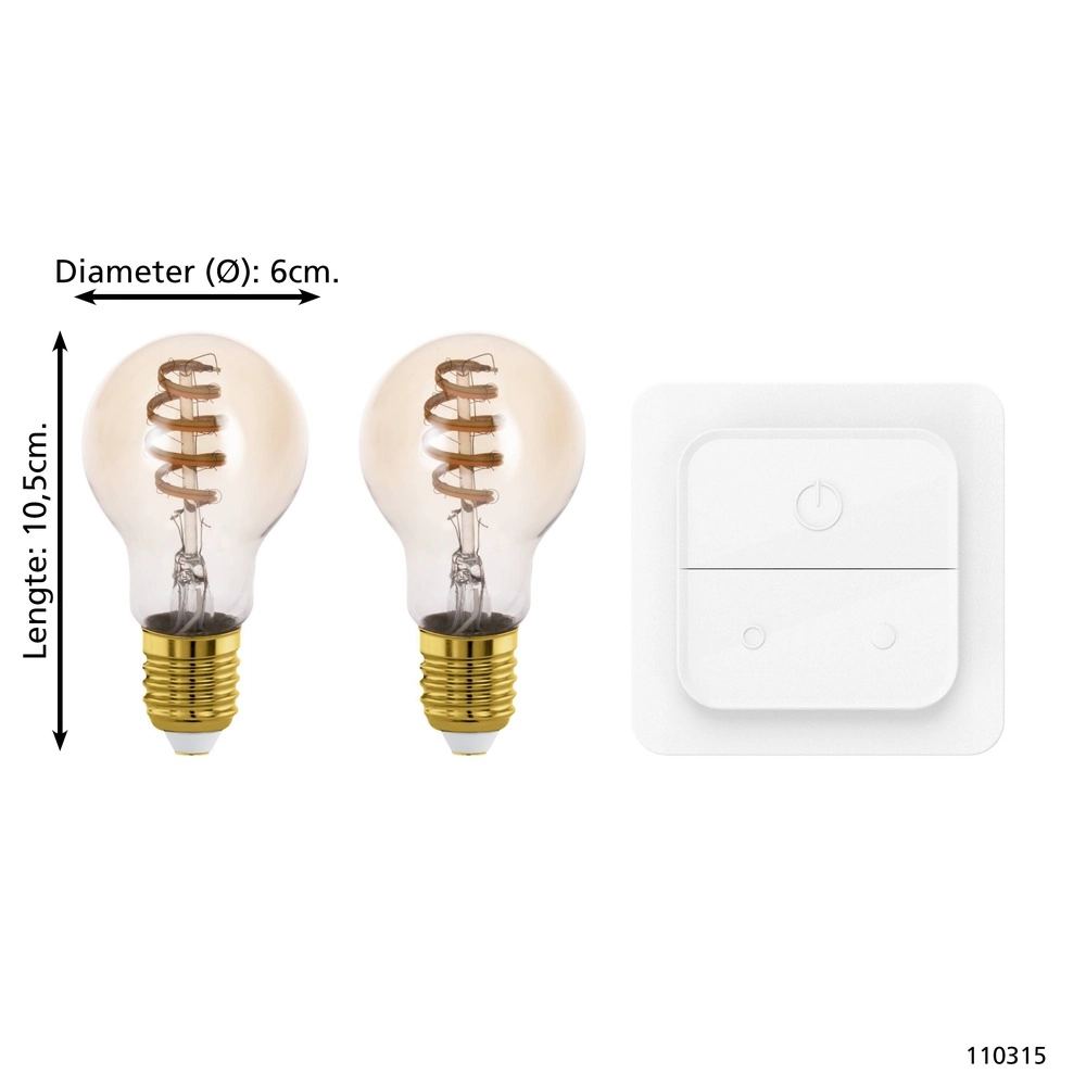 Set van 2 led Zigbee E27 4,9W - 360lm - 2700-6500K - A60 Eglo 9008606293889