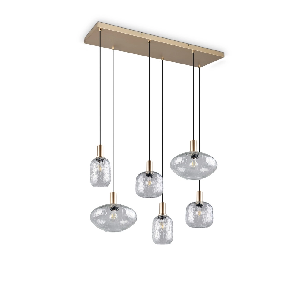 6-lichts hanglamp Emelie goud met smoke glas Trio 4017807702576