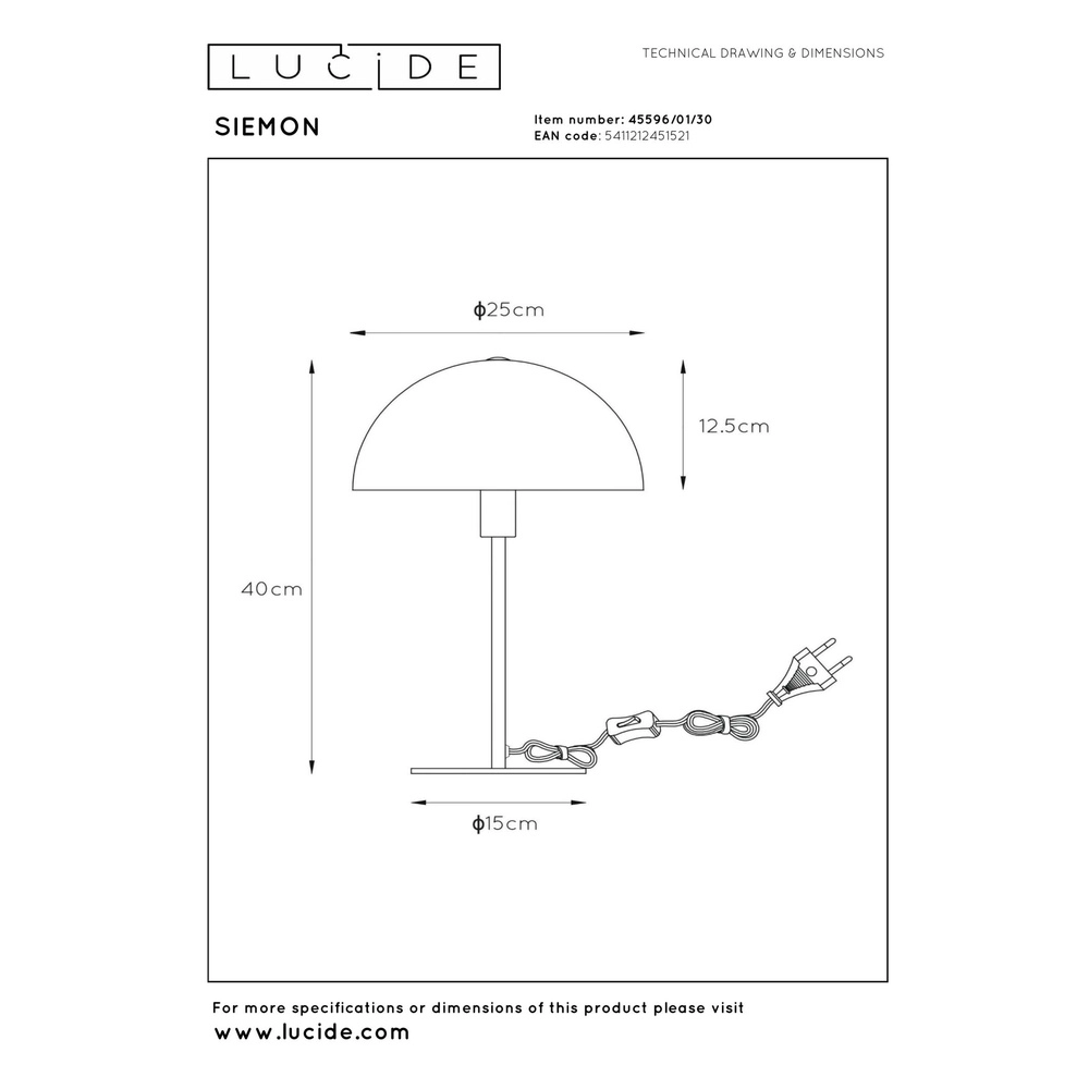 Design tafellamp Siemon zwart Lucide 5411212451521