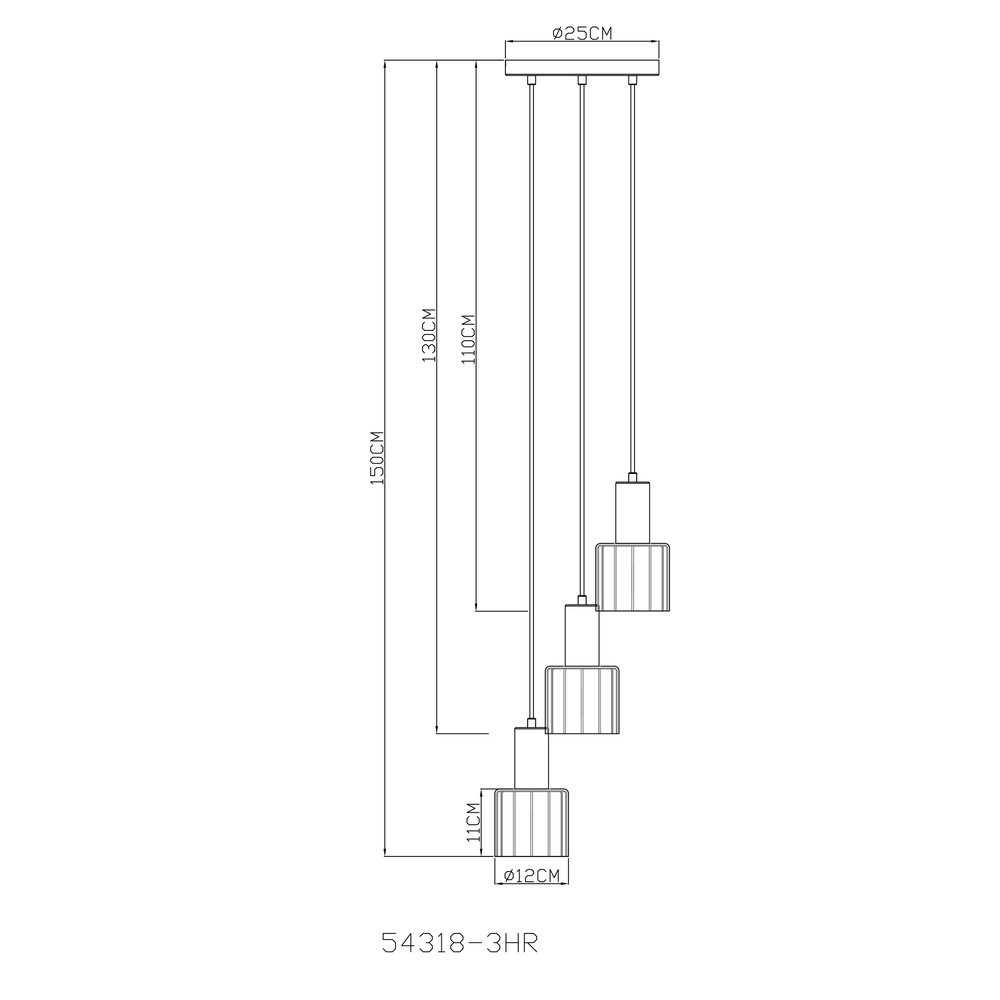 Hanglamp Walton 3-lichts koffie bruin Globo 9007371583188