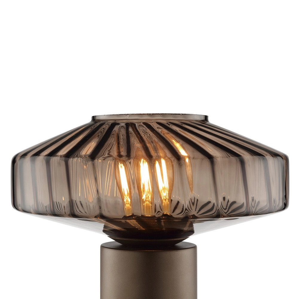 Unieke tafellamp Lyn koffie bruin Ø 28cm Brilliant 4004353476969