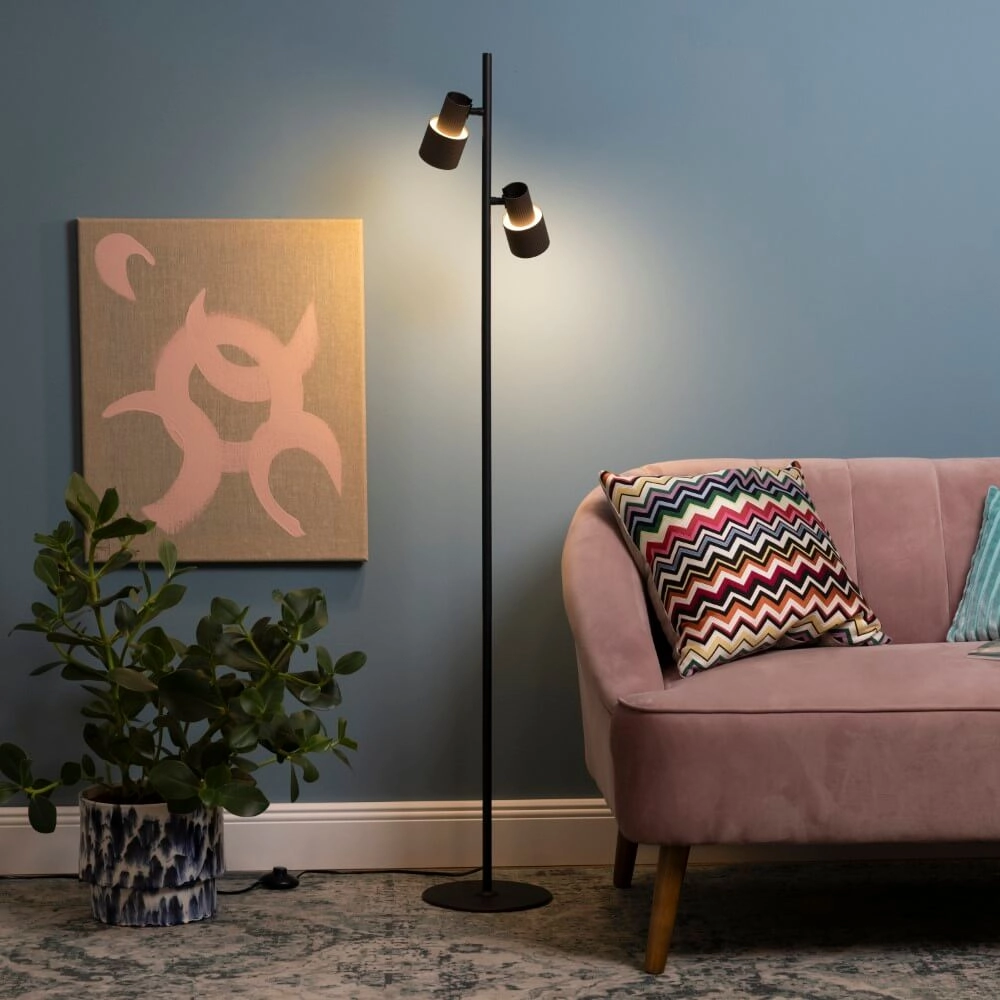 Design vloerlamp Cadiz zwart met brons Brilliant 4004353446924