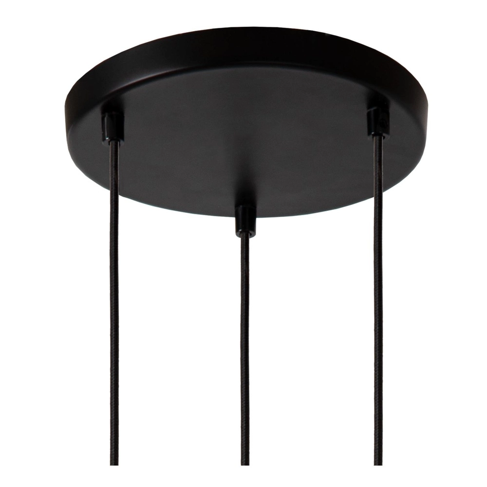 Hanglamp rond Medine 3-lichts zwart met opaal Lucide 5411212460981