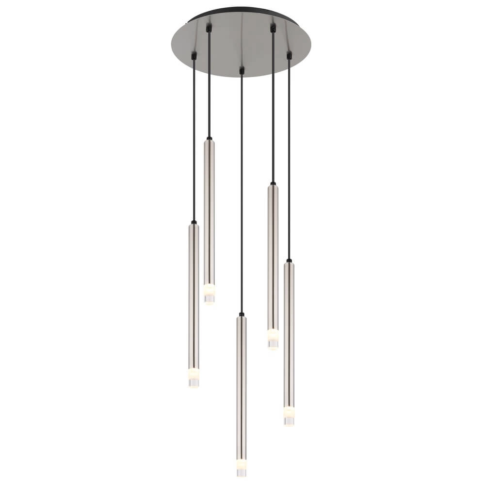Design hanglamp Ryan 5-lichts nikkel Design hanglamp Ryan 5-lichts nikkel