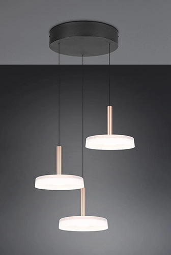 3-lichts led hanglamp Celeste wit glas Trio 4017807627398