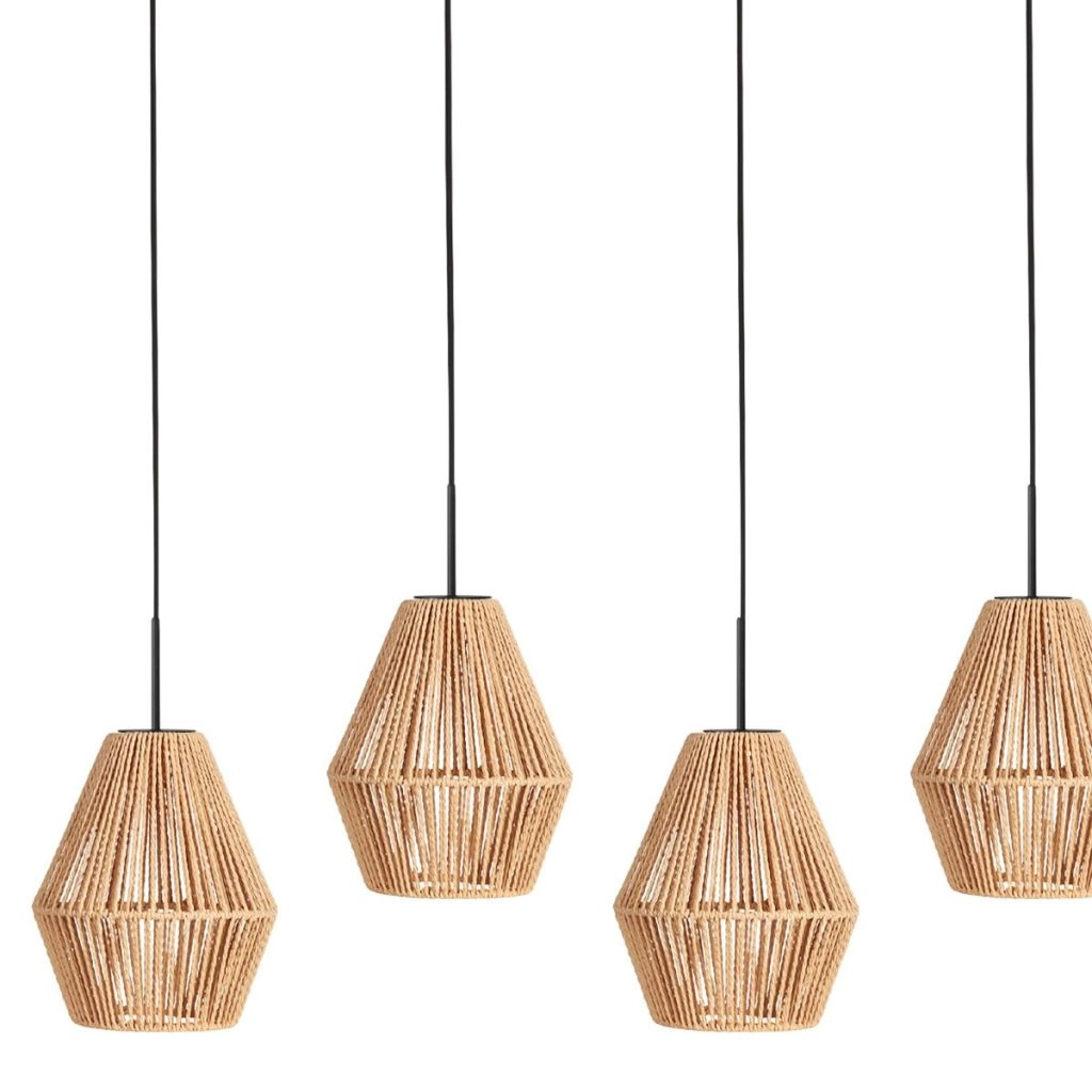 Hanglamp 5-lichts recht Ropex met rotan kappen Steinhauer 8712746183252