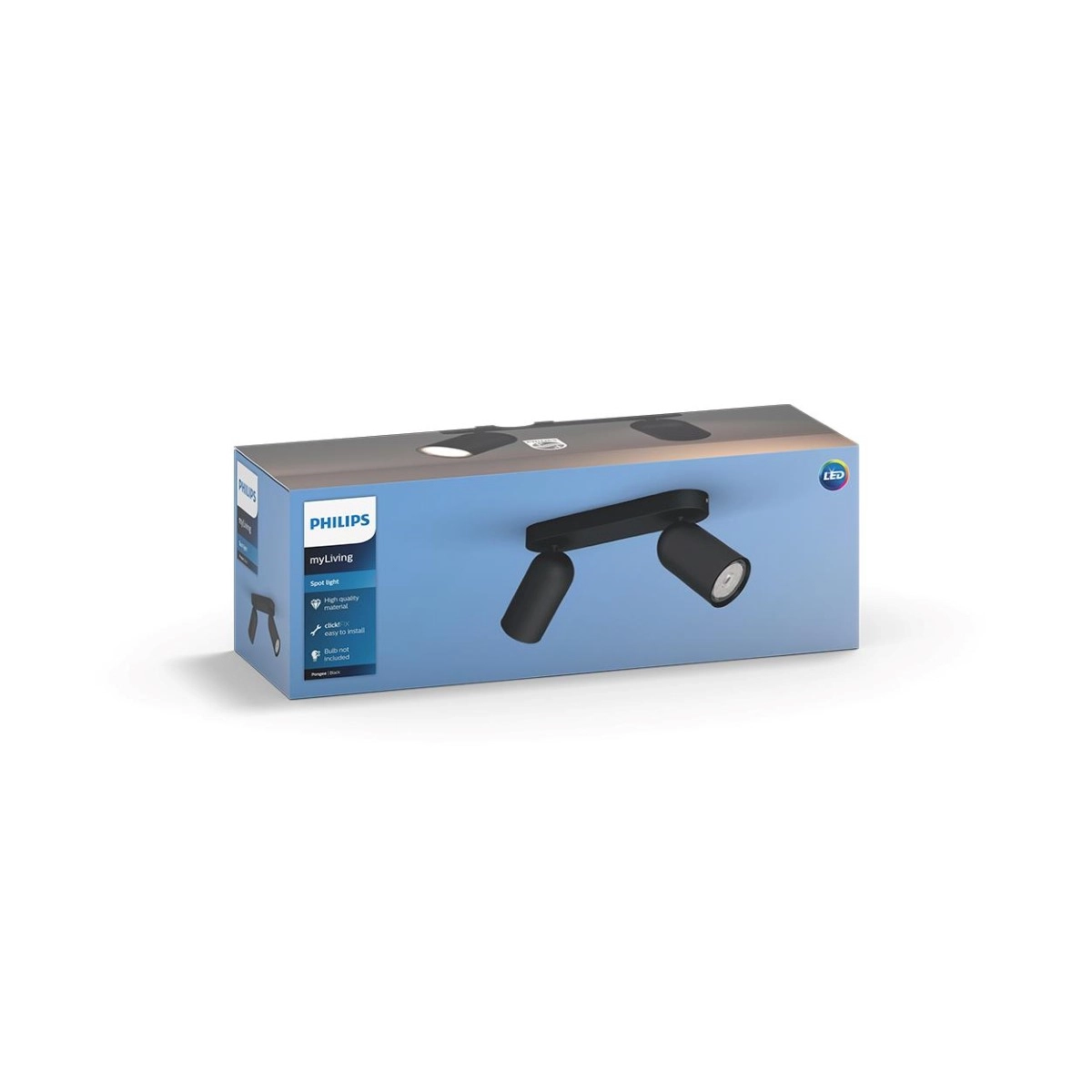 Opbouwspot Pongee 2-lichts zwart Philips 8718696164815