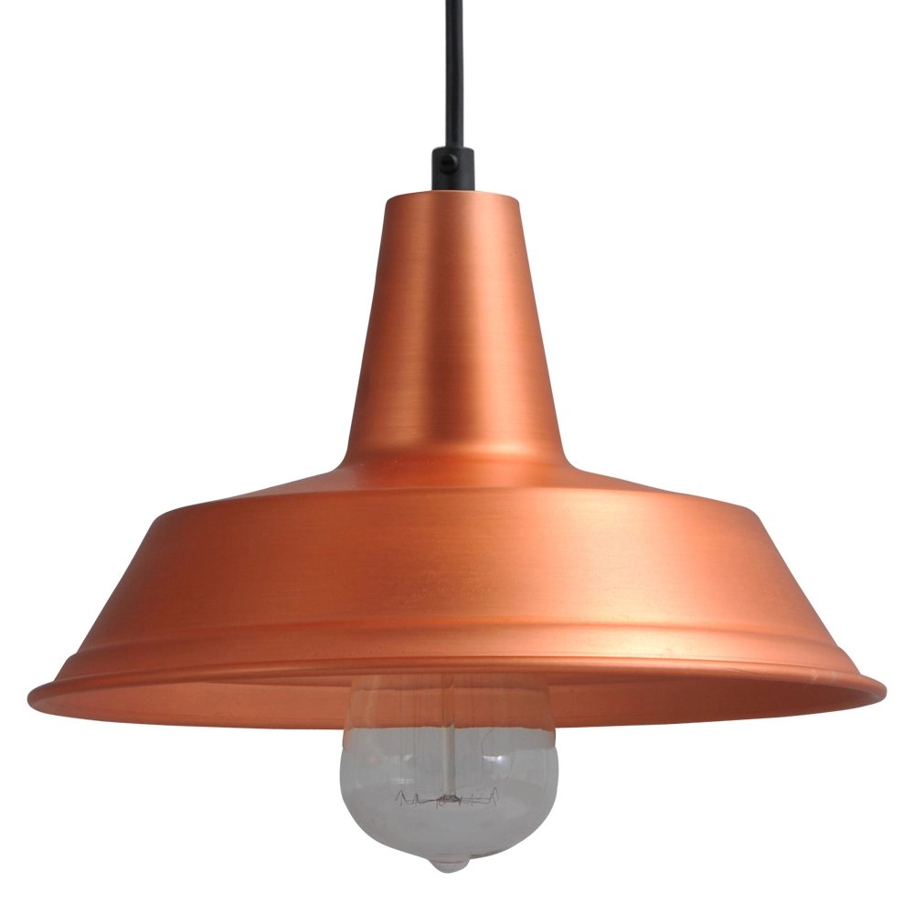 Roodkoperen hanglamp retro Industria 25 roodkoper met zwart