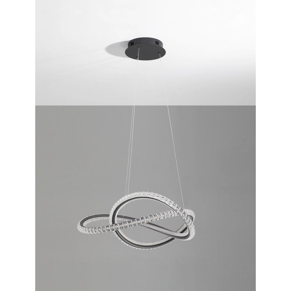 Design hanglamp Ginevra zwart Ø 58cm Lyora 5212017433473