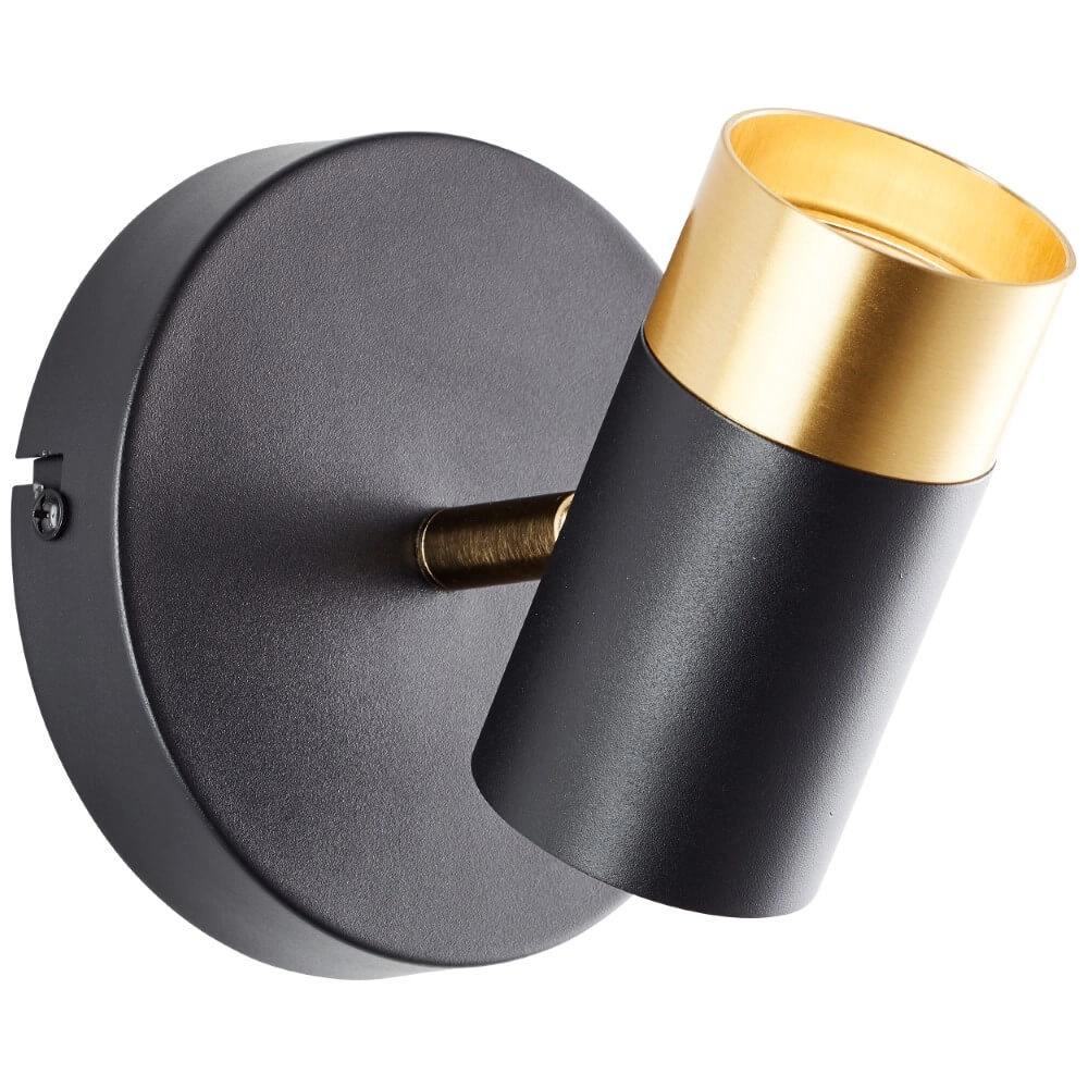 Opbouwspot Vigolo zwart met goud Brilliant 4004353441318