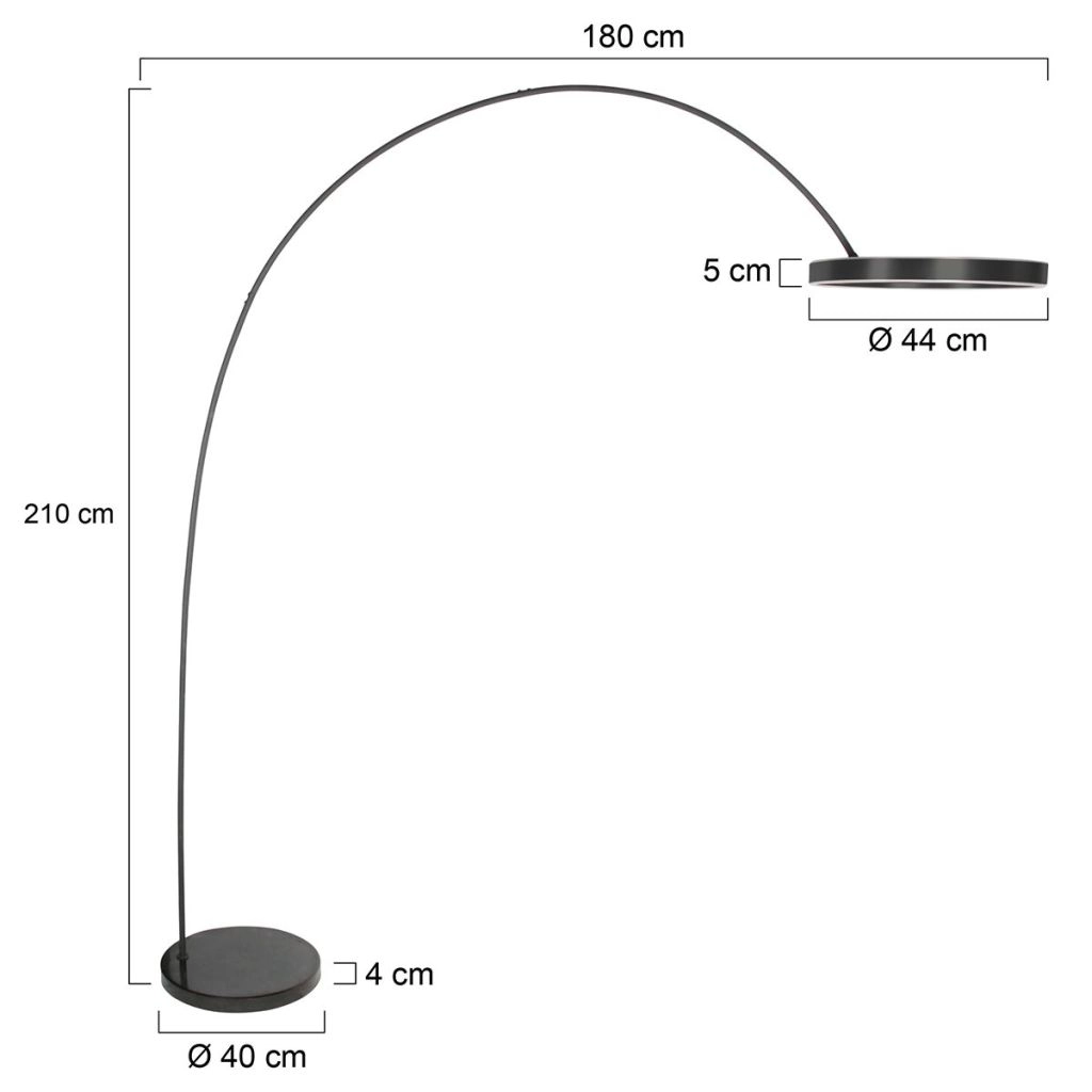 Moderne booglamp Luna-Arc zwart Steinhauer 8712746180190