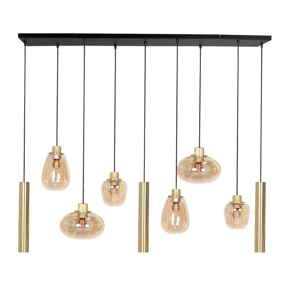 Eettafel hanglamp Reflexion goud met amberglas