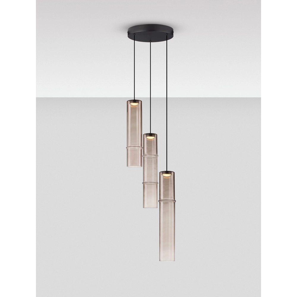 Unieke hanglamp Sano 3-lichts smoke glas Lyora 5212017474032