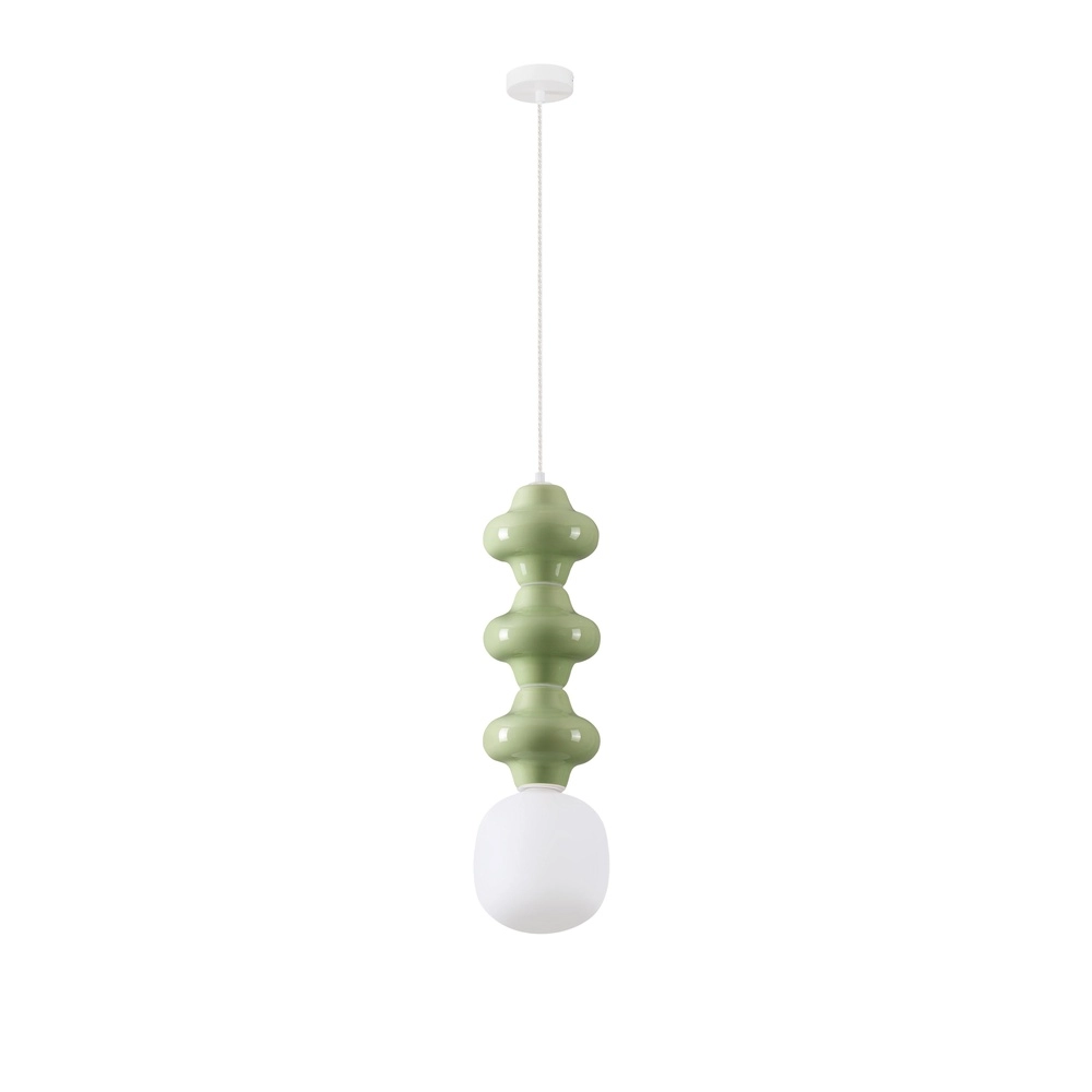 Hanglamp Clio L lichtgroen keramiek met wit glas Lyora 5212017461346