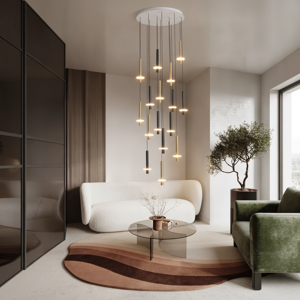 Design hanglamp Noemi zwart met wit en goud Ø 72cm