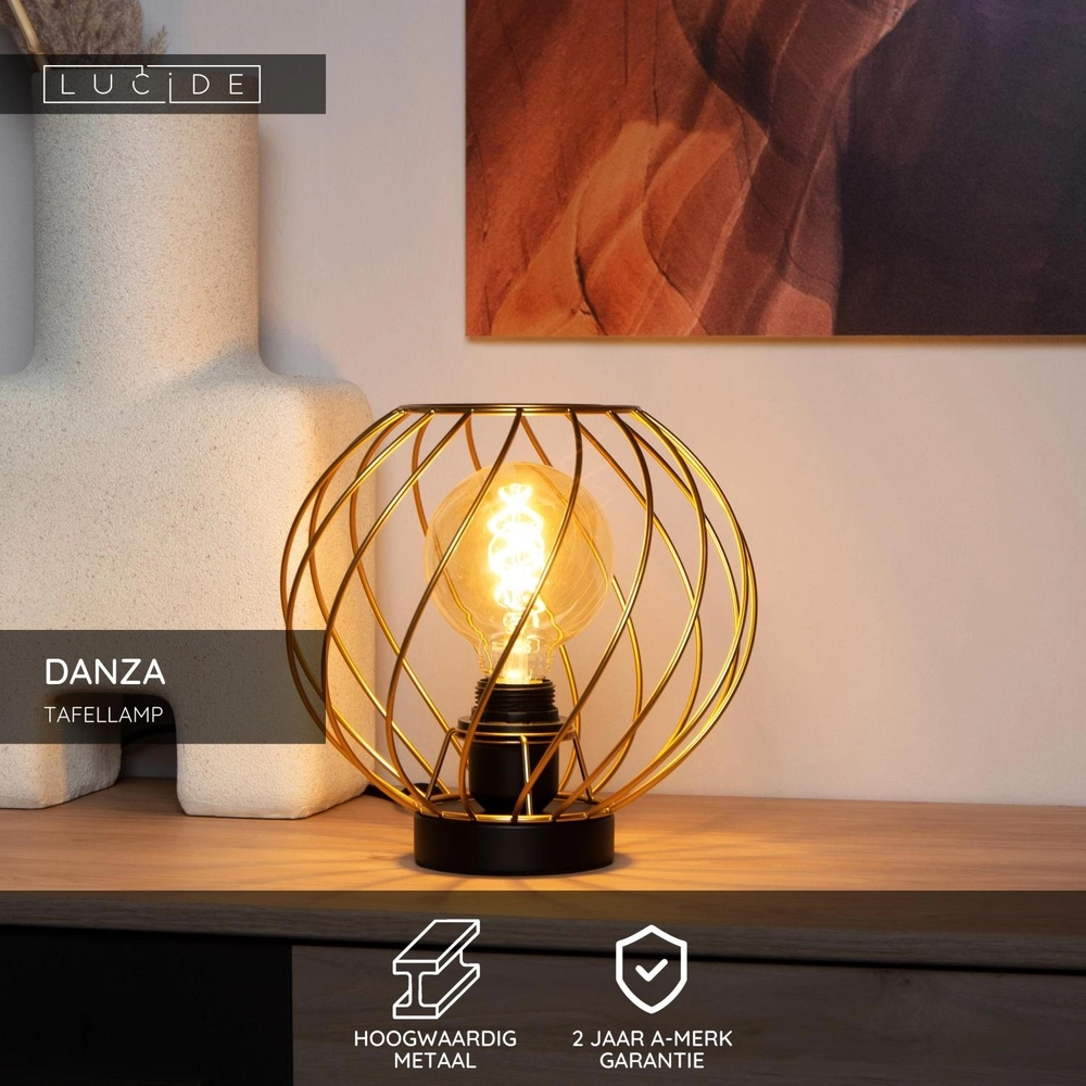 Tafellampje Danza Ø 25cm goud Lucide 5411212211583