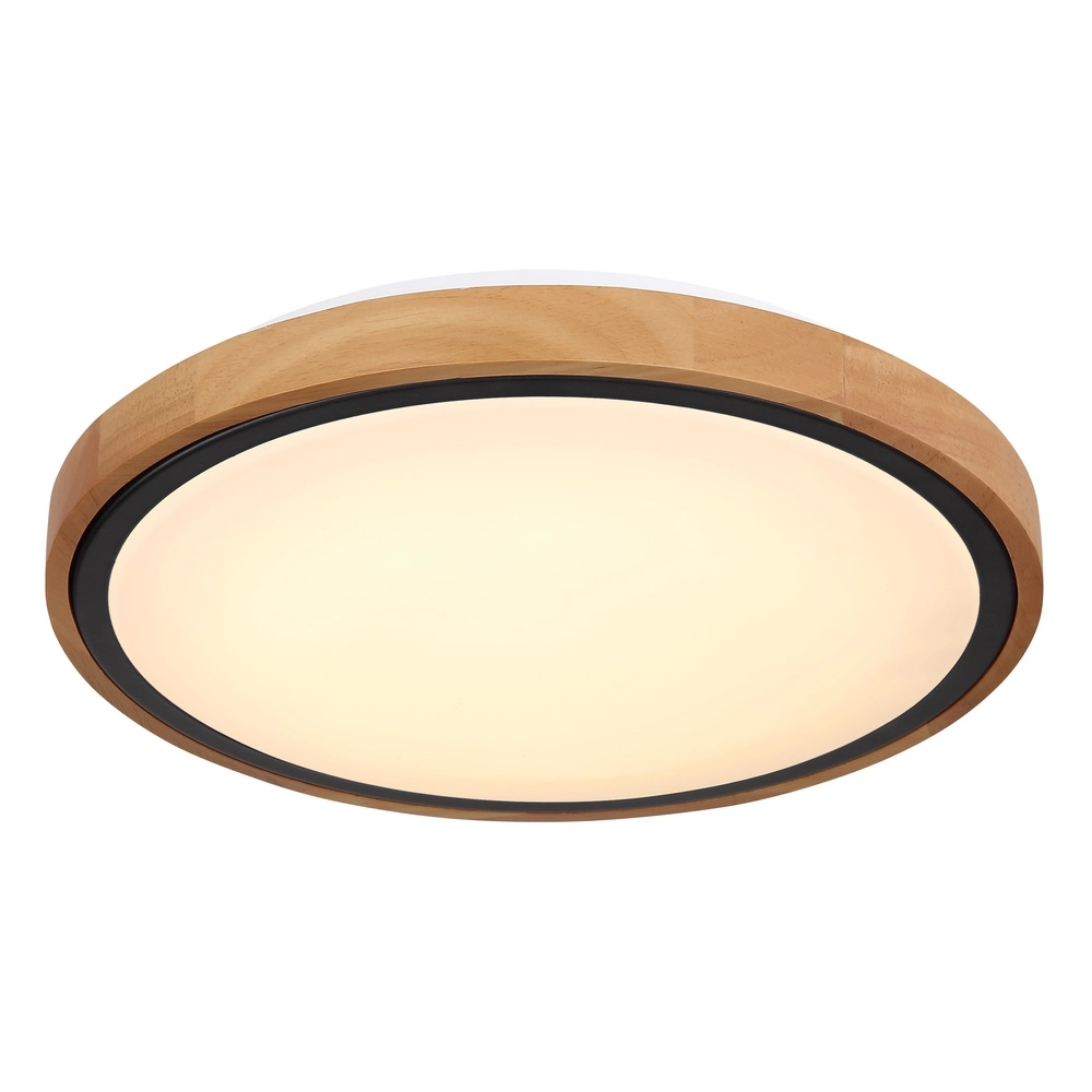 Plafondlamp Bruno Ø 30,7cm zwart met hout Globo 9007371430468