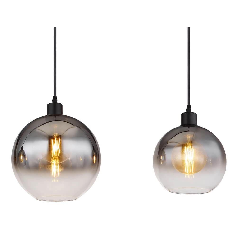 Zwarte hanglamp Newcastle bol smoke glas 3-lichts Globo 9007371452798