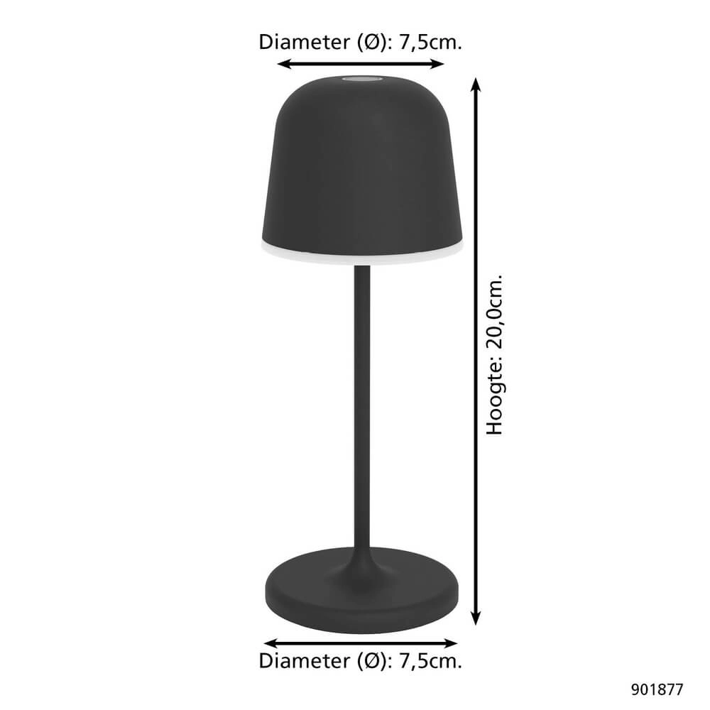 Tafellamp Mannera oplaadbaar zwart Eglo 9008606355518