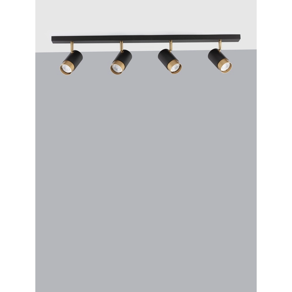 Plafondspot Pogno 4-lichts zwart met goud Lyora 5212017430861