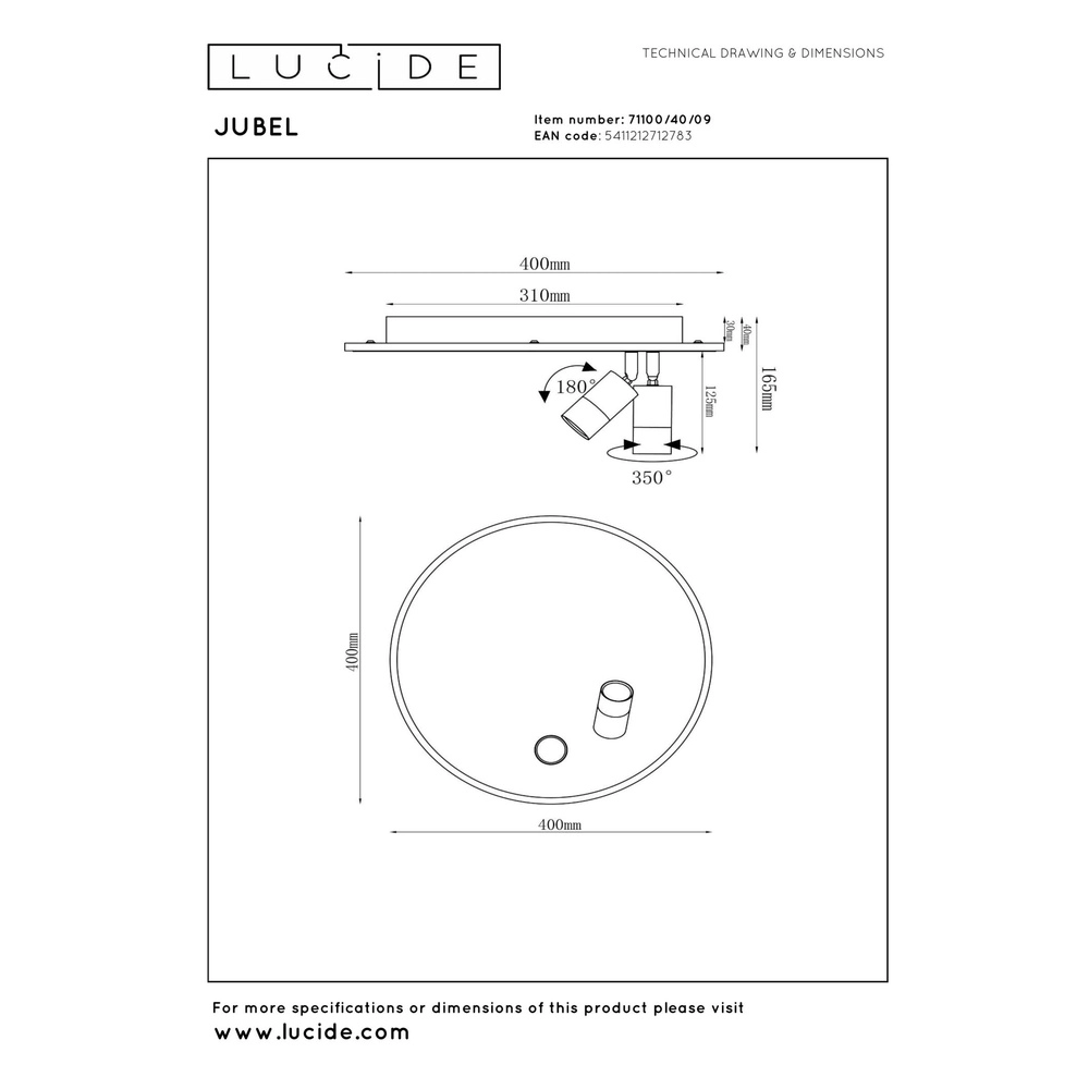 Design plafondlamp Jubel zwart Ø 40cm Lucide 5411212712783