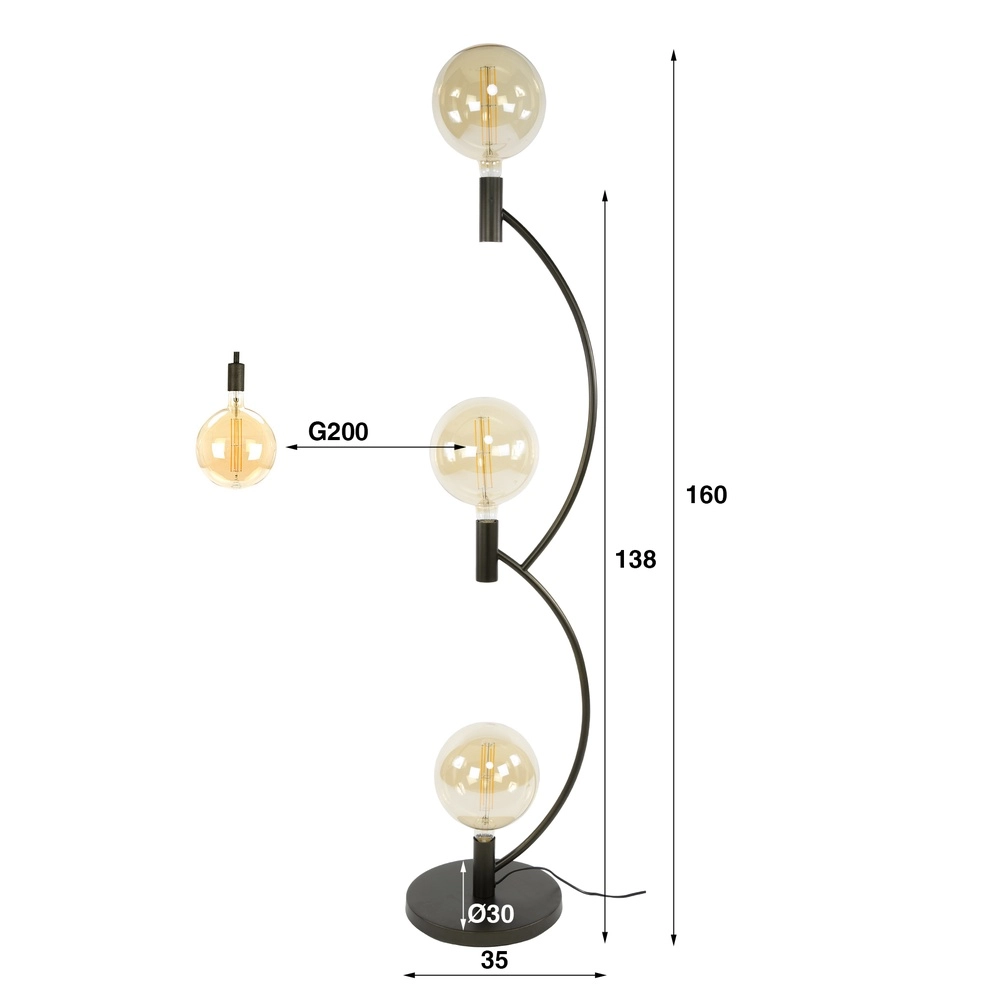 3-lichts vloerlamp Arcus Lyora 8716803512993