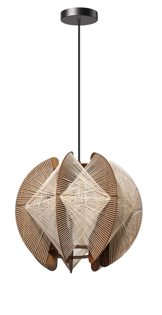 Houten hanglamp met draden Jessica walnut - Ø 40cm