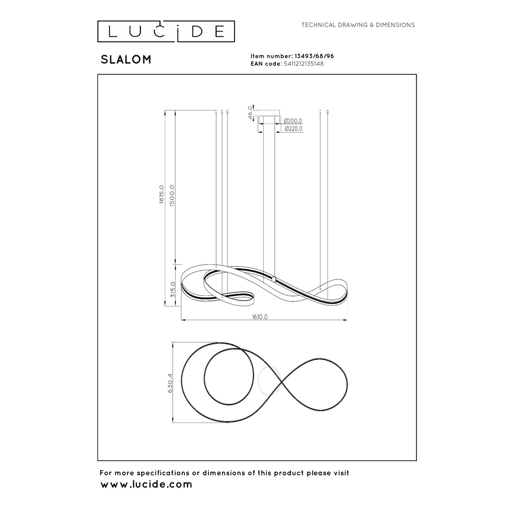 Moderne led hanglamp Slalom Koffie bruin met effect Premium by Lucide 5411212135148