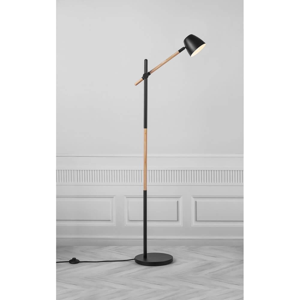 Vloerlamp Theo zwart met hout Nordlux 5704924005701