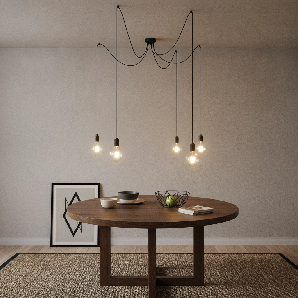 5-lichts hanglamp Spin zwart