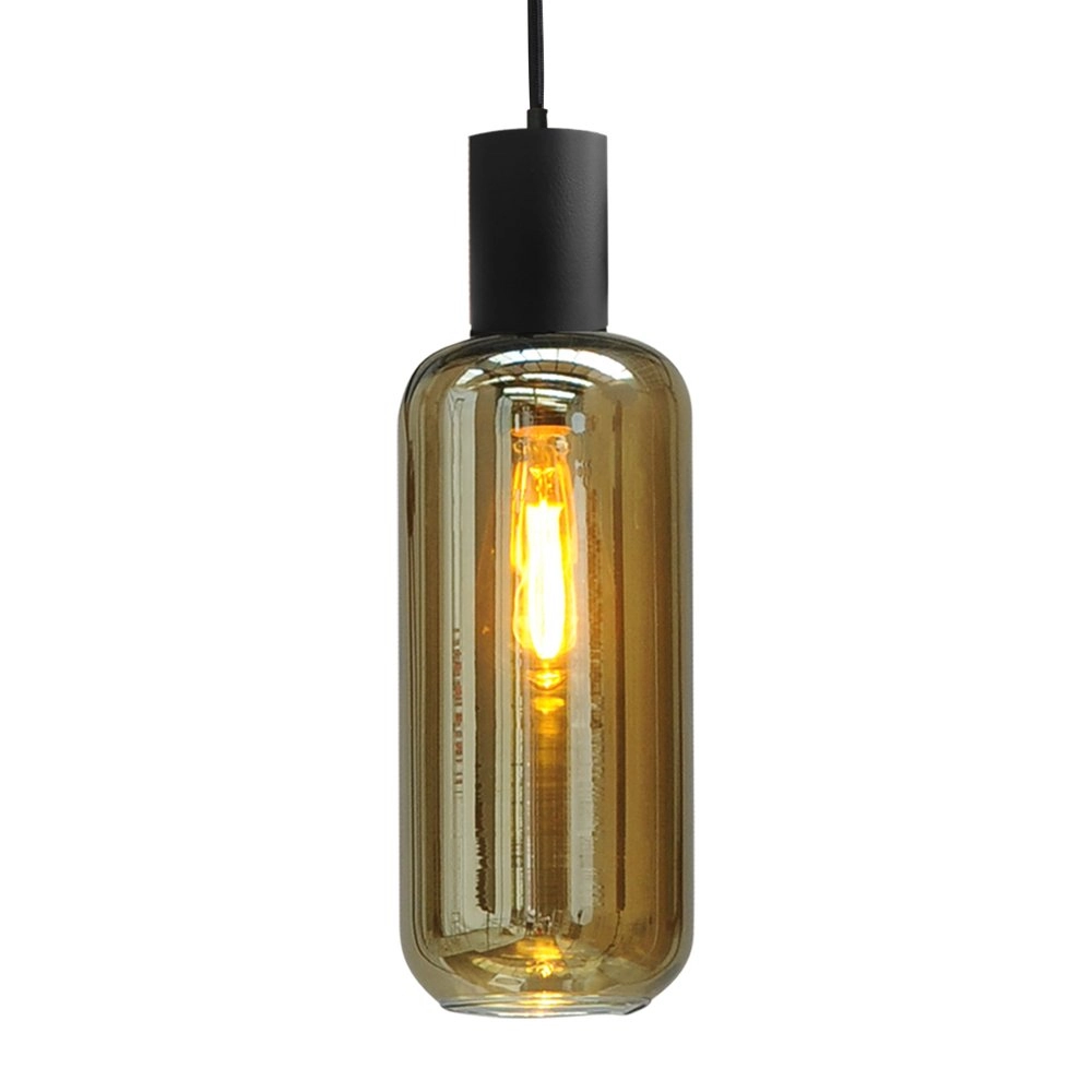 Zwarte pendel hanglamp Bounty met cilinderglas Masterlight 8718121248448