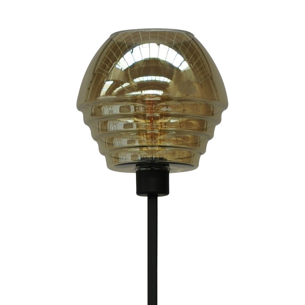 Vloerlamp zwart Quinto Smoke met smoke gestreept glas Masterlight 8718121216485