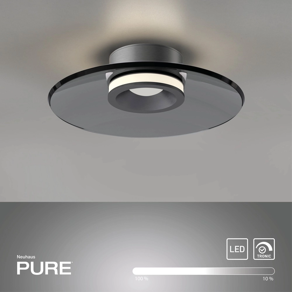 Plafondlamp Pure Moon Ø 32cm - platin met smoke glas Paul Neuhaus 4012248386330