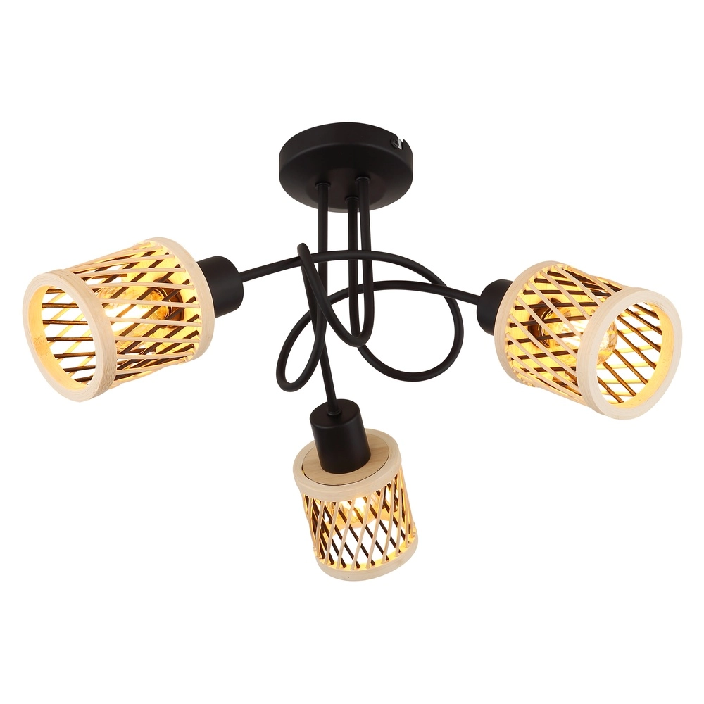 3-lichts plafondlamp Mali zwart