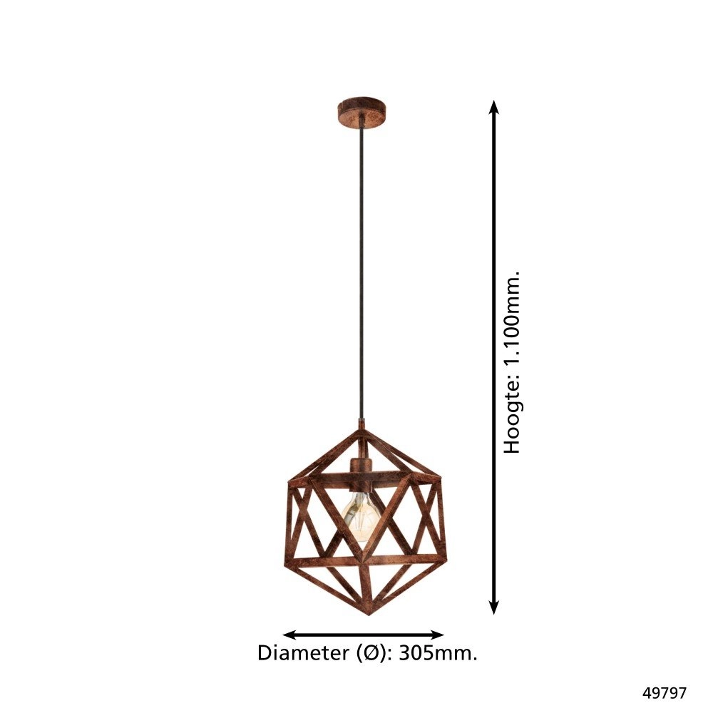 Hanglamp Embleton 30,5cm antiek koper Eglo 9002759497972
