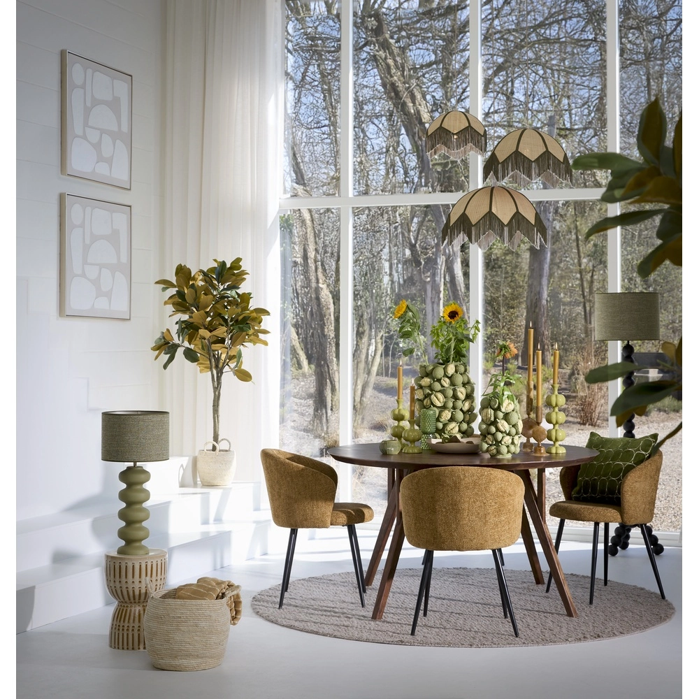 Ø 45cm hanglamp Sulina raffia met groen Light & Living 8717807762391