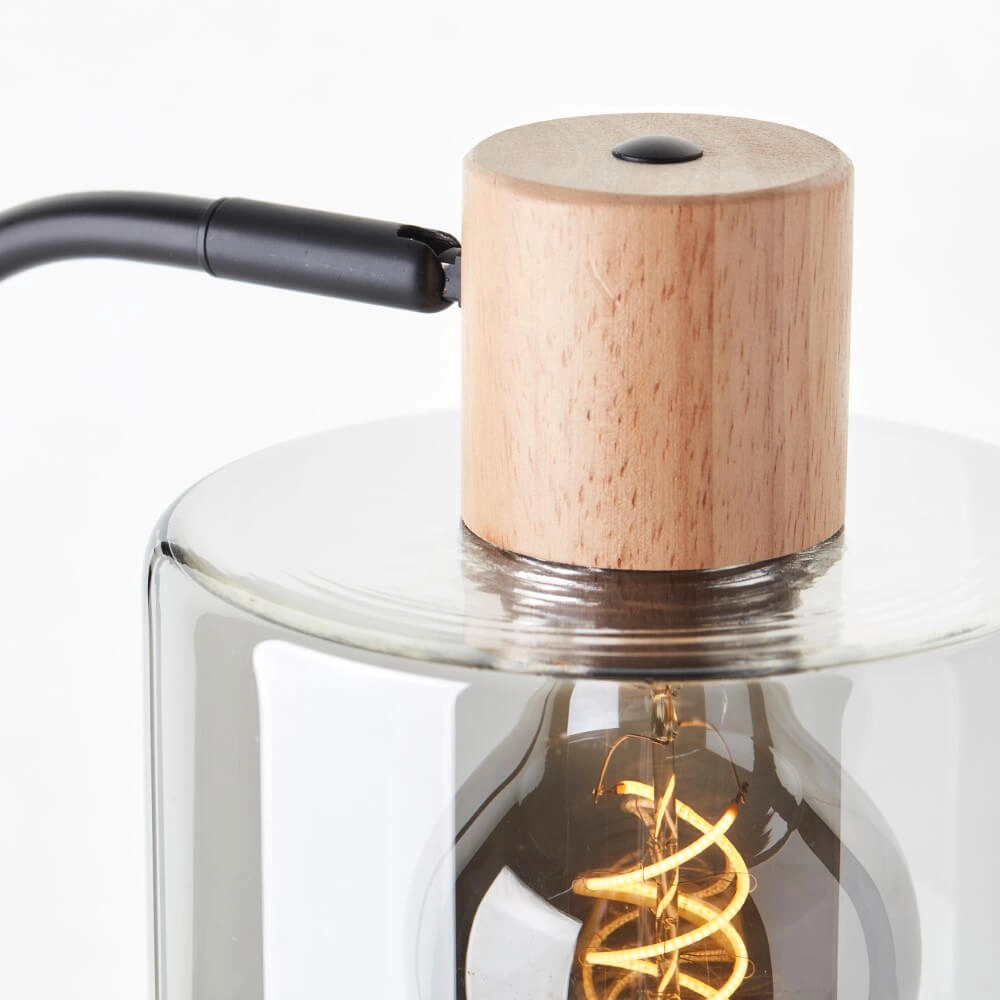 Tafellamp Weald zwart met hout Brilliant 4004353419263