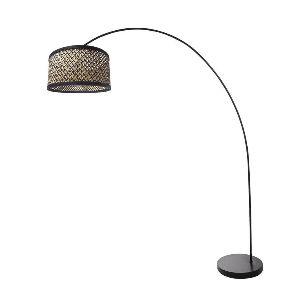 Booglamp Solva zwart met bamboe kap Steinhauer 8712746172386