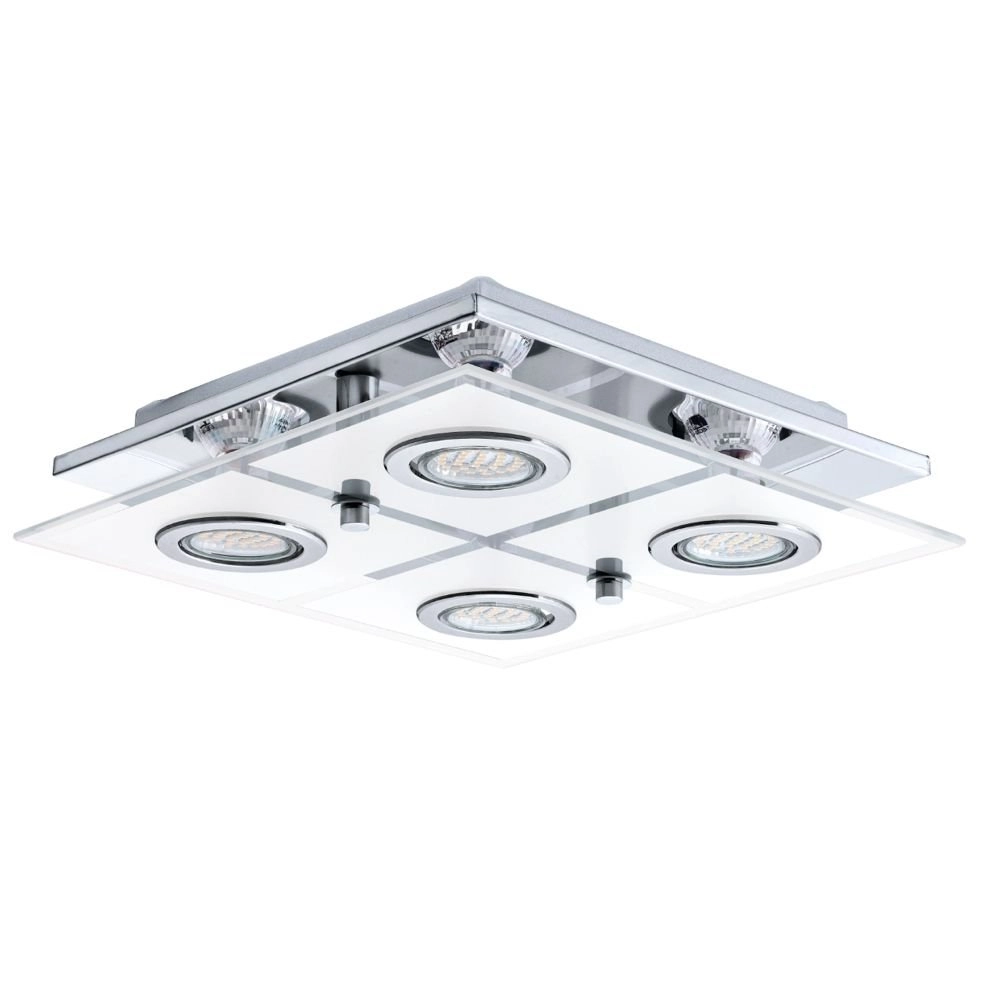 Led plafondlamp Cabo Square 4x3w - 3000K - 29cm chroom Led plafondlamp Cabo Square 4x3w - 3000K - 29cm chroom