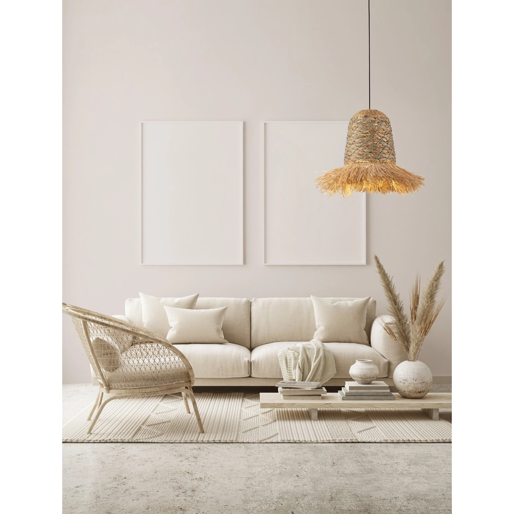 Stro lamp Sorello blauw met bruin Lyora 5212017477422