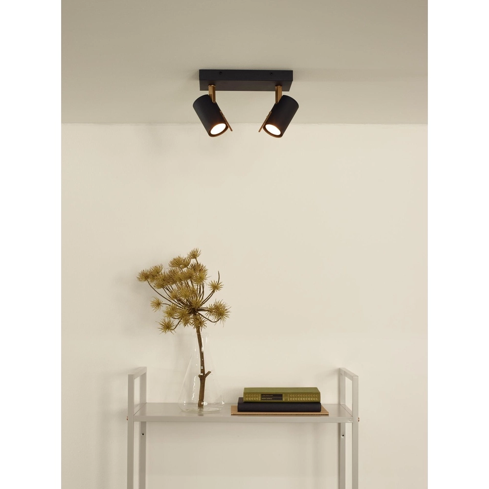 Plafondlamp Grony 2-lichts zwart Lucide 5411212176905