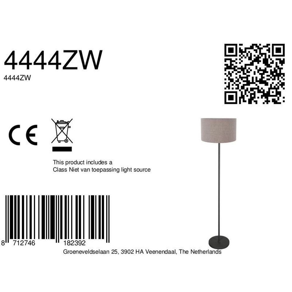 Zwarte vloerlamp Noor met kap grijs Steinhauer 8712746182392